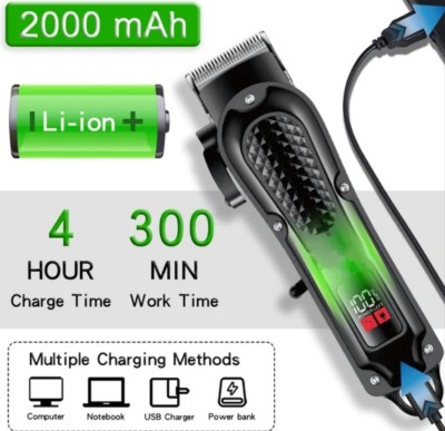 Geemy Hair clipper trimmer led display rechargeable for men Trimmer 300 min  Runtime 4 Length Settings(Black)