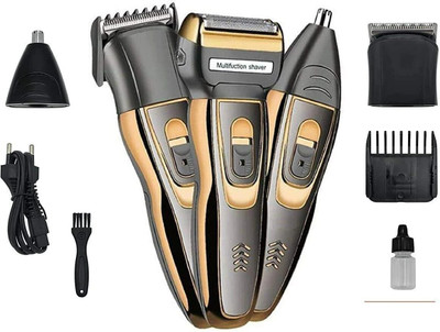 Rawnrich GM-595 Runtime: 60 min 3in1 Multipurpose Beard, Nose, Ear, hair trimmer & Shaver Trimmer 60 min  Runtime 4 Length Settings(Black)