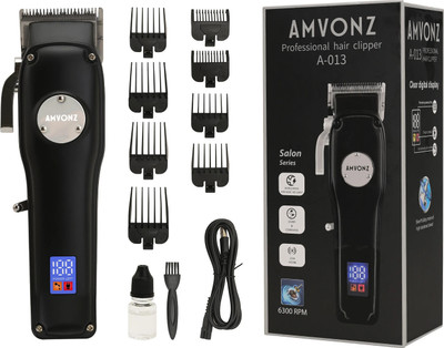 AMVONZ A-013 Professional Hair Clipper For Salon Trimmer 200 min  Runtime 8 Length Settings(Black)