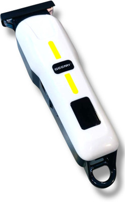 Geemy GM‑6661 Rechargeable Grooming Kit | Stainless Steel Blades, 4 Length Combs Trimmer 250 min  Runtime 3 Length Settings(White)