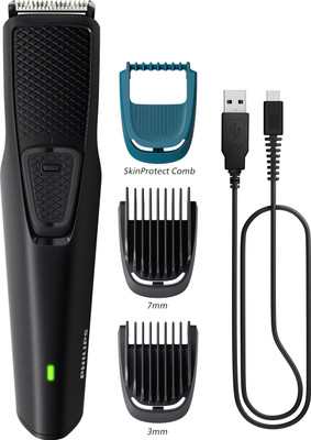 PHILIPS BT1233/18 Dura Power Tech, 4X Longer Battery, Skin Safe Waterproof Beard Trimmer 30 min Runtime 4 Length Settings(Black)
