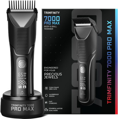 urbangabru Trimfinty 7000 Pro Max Trimmer for Men | Skin Safe Tech Fully Waterproof Trimmer Fully Waterproof Trimmer 90 min  Runtime 4 Length Settings(Black)