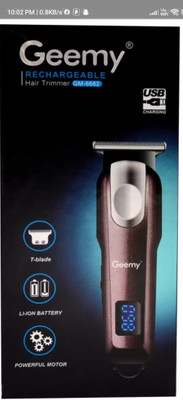 Geemy Professional hair trimmer clipper LED lights display zero cutting machine Body Groomer 120 min  Runtime 4 Length Settings(Silver, Pink)