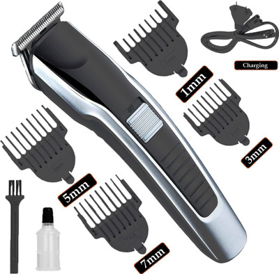 ZYRIAN 538 Professional Rechargeable Hair Clipper and Fully Waterproof Fully Waterproof Trimmer 45 min  Runtime 4 Length Settings(Black, Silver)
