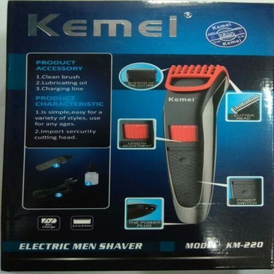 VR Bright Lite KM-220 HAIR TRIMMER Runtime: 45 min Trimmer for Men Trimmer 45 min  Runtime 1 Length Settings(Red)