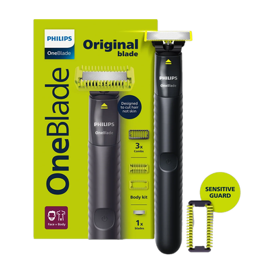 PHILIPS QP 1624/10 OneBlade Gen Z Face & Body Groomer & Styler| Ideal for 1st Trim Trimmer 30 min  Runtime 1 Length Settings(Grey)