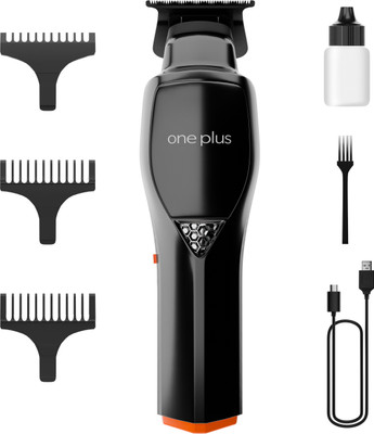 One Plus OP 991 Cordless Professional Hair Clipper Dual LED Titanium coated blade Trimmer 150 min  Runtime 4 Length Settings(Black)