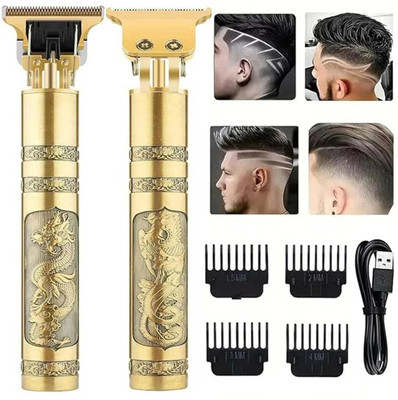 funkish Trimmer For Beard, Mustache, Haircut, Head and Body Hair Shaver For Men Fully Waterproof Trimmer 60 min  Runtime 4 Length Settings(Gold)