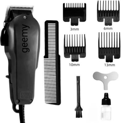 Geemy Hair clipper and trimmer no chargeable is direct pawer wired for men,s Trimmer 0 min  Runtime 4 Length Settings(Silver, Black)