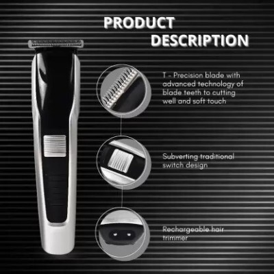 LWC AT 538 TRIMMER Rechargeable Professional Beard & Hair Trimmer L149 Trimmer 60 min  Runtime 4 Length Settings(Black)