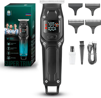 MM telecom cordless hair grooming trimmer kit for men with LED indicator light Trimmer 120 min  Runtime 4 Length Settings(Black)