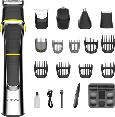 One Plus OP 191 14 in 1 Face, Body & Private Parts,DualCut Technology Trimmer 120 min  Runtime 12 Length Settings(Silver)