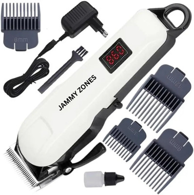 JAMMY ZONES Professional Salon-Style Cordless Trimmer|Rechargeable Skin-Friendly Blades Z38 Fully Waterproof Trimmer 240 min  Runtime 4 Length Settings(White)