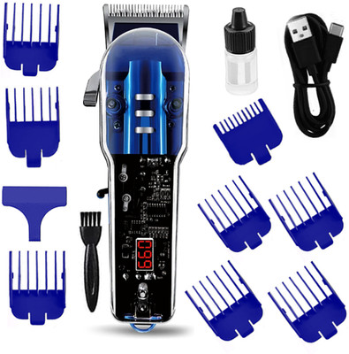 SEEGATE TransparentProfessional cordless salon smooth long lasting beard hair trimmer Fully Waterproof Trimmer 120 min  Runtime 8 Length Settings(Blue, Black)