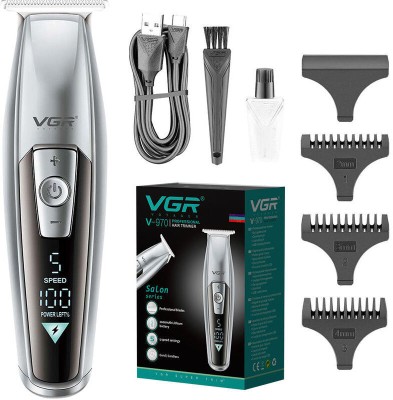 VGR V-970 Salon series with 5 Speed settings Trimmer 240 min  Runtime 3 Length Settings(Silver)