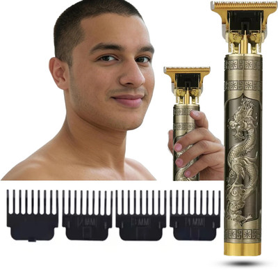 Profiline Metal Body Precision sharp T-blades for extremely Zero gapped close cutting Trimmer 120 min  Runtime 3 Length Settings(Gold)