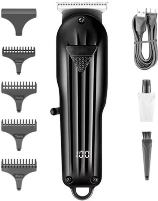 Vgr professional Digital Display Cordless Hair Clippers Wireless Li-ion Battery 600mAh Type C Trimmer 120 min  Runtime 4 Length Settings(Black)