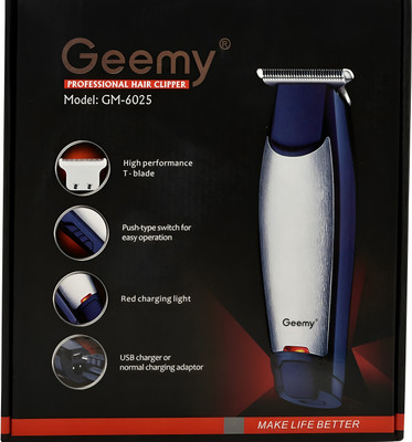 Geemy GM-6025 Trimmer 120 min  Runtime 4 Length Settings(Black)