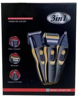 BONIRY 3in1 Detachable Professional Rechargeable Men Shaver,Hair Clipp Trimmer 60 min  Runtime 4 Length Settings(Blue)