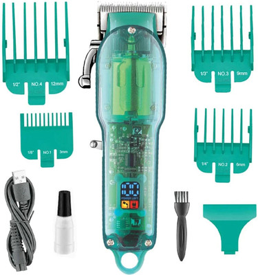 Frinzoo Rechargeable Beard Hair Cut Machine With Adjustable Cutting Range Fully Waterproof Trimmer 240 min  Runtime 4 Length Settings(Green)