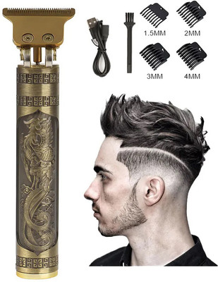 GETTRADE T9 Vintage USB Rechargeable Cordless Electric Beard Trimmer Hair Clippers G92 Trimmer 60 min  Runtime 4 Length Settings(Gold)