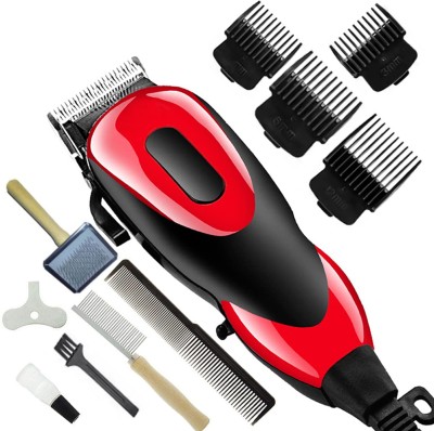 KMI Home and pet salon use powerful weird grooming kit for your loving pets Trimmer 0 min  Runtime 3 Length Settings(Black, Red)