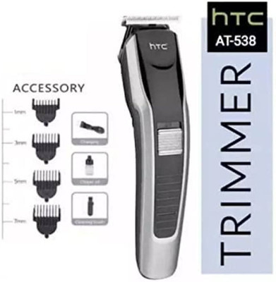 aljammay HTC AT-538 Professional Rechargeable Hair Clipper Trimmer 100 min  Runtime 4 Length Settings(Black)