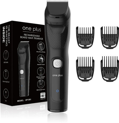 One Plus OP 551 Cordless Professional Hair Trimmer For Men waterproof Trimmer 120 min  Runtime 4 Length Settings(Black)