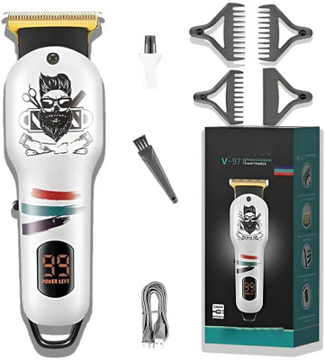 Frinzoo Rechargeable Beard Shaver with LED Battery Power Display Trimmer 120 min  Runtime 3 Length Settings(White)