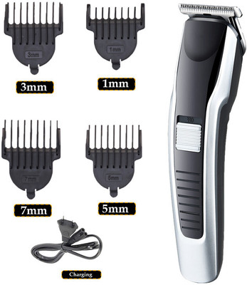 MynxeHTC AT-538 Rechargeable Zero Stainless Steel Hair Cutting Lithium Battery Clipper Fully Waterproof Trimmer 45 min  Runtime 4 Length Settings(Black)