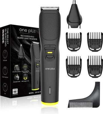 One Plus OP 531 Pro 5 in 1 Face, Body & Private Parts,DualCut Tehnology Grooming Kit Trimmer 120 min  Runtime 4 Length Settings(Black)
