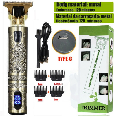 singh Hair clipper trimmer curving zero cutting beard led display Trimmer 120 min  Runtime 4 Length Settings(Gold)