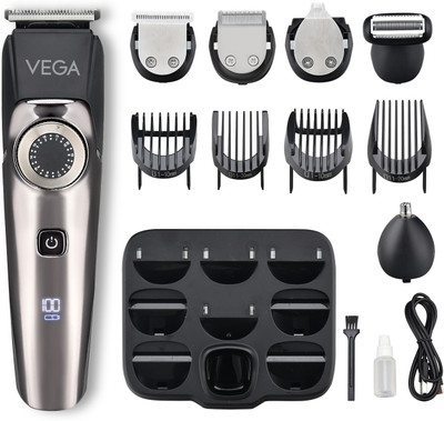 VEGA 9 in 1 Pro Multi Grooming Trimmer for Men, (VHTH-32) Trimmer 150 min Runtime 40 Length Settings(Black)