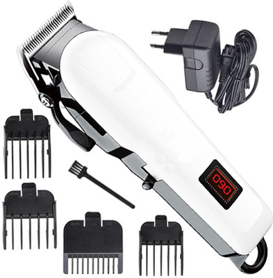 Detechpro Cordless Hair Clippers with LCD Display | Rechargeable Trimmer for Men | Trimmer 60 min  Runtime 4 Length Settings(White)