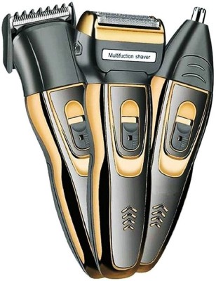 PSK Professional 2000 mAh 3 in 1 Beard, Nose and Ear Waterproof Trimmer Trimmer 60 min  Runtime 4 Length Settings(Gold)