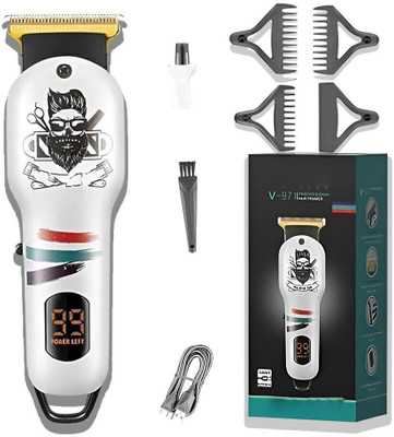 Frinzoo Cordless Hair Trimmer with Durable Stainless Steel Blades Trimmer 120 min  Runtime 3 Length Settings(White)