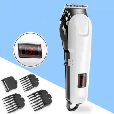 JAMMY ZONES KM809 Professional Electric Haircut Machine LCD Display Hair Clipper Trimmer J9 Trimmer 250 min  Runtime 4 Length Settings(White)
