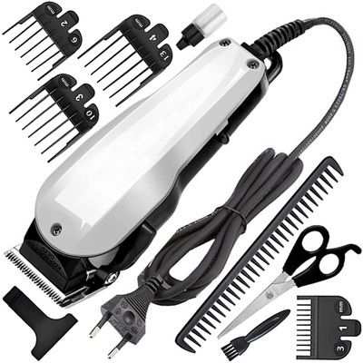 Groomic R3 Professional Hair Clipper Corded Powerful Saving Trimmer Men Beard Moustache Fully Waterproof Trimmer 0 min  Runtime 7 Length Settings(White)