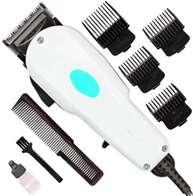 Crostal Professional New Electric Corded trimmer Shaver Hair Clipper for men Fully Waterproof Trimmer 0 min  Runtime 4 Length Settings(White)