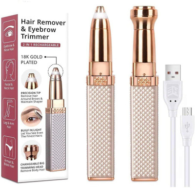 PGK TRADERS SQUARE DIAMOND 2 IN 1 EYEBROW FLAWLESS Trimmer 30 min  Runtime 1 Length Settings(White)
