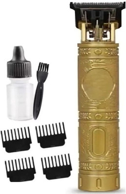 jbm Professional Golden Metal Maxtop t99 Body Trimmer Haircut Grooming Kit Z2013 Trimmer 120 min  Runtime 4 Length Settings(Gold)