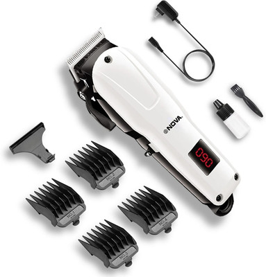 NOVA Professional Rechargeable and Cordless NHT 1083 Hair Clipper Trimmer 120 min  Runtime 5 Length Settings(Black, White)