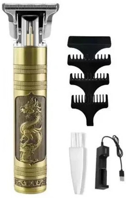 SOULFLARE Vintage T9 clipper for men metal body T shape Dragon style for haircut and shave Trimmer 60 min  Runtime 4 Length Settings(Gold)