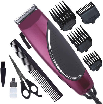 Crostal Powerful Haircut Machine Electric Corded Trimmer Men Fully Waterproof Trimmer 0 min  Runtime 4 Length Settings(Purple, Black)