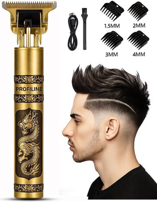 Profiline Waterproof T9 Professional Metal Hair Cutting Machine R1 Trimmer 60 min  Runtime 3 Length Settings(Gold)