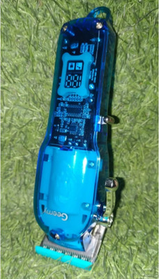 Geemy Professional hair clipper hair trimmer led display rechargeable Body Groomer 120 min  Runtime 4 Length Settings(Blue)