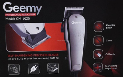 Geemy Hair trimmer GM 1030 Clipper direct AC power for mans Trimmer 0 min  Runtime 4 Length Settings(Steel)