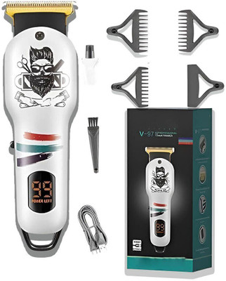 Frinzoo Rechargeable Beard Grooming Trimmer with LED Indicator Trimmer 120 min  Runtime 3 Length Settings(White)