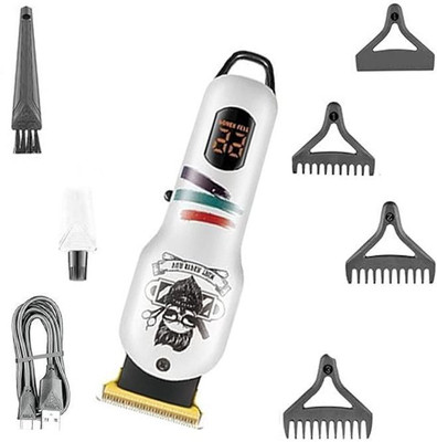 Frinzoo Smart trimmer with LED digital screen and sharp stainless steel blades Trimmer 120 min  Runtime 3 Length Settings(White)