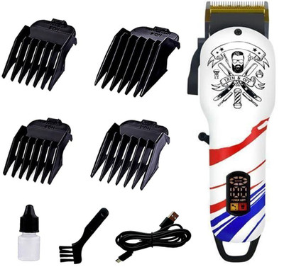 Crostal Electric Profesional Hair Clipper Trimmer with extra length Fully Waterproof Trimmer 180 min  Runtime 4 Length Settings(White, Red, Blue, Black)